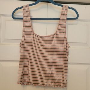 American Eagle Soft and Sexy Ribbed Striped Lace Trim Tank